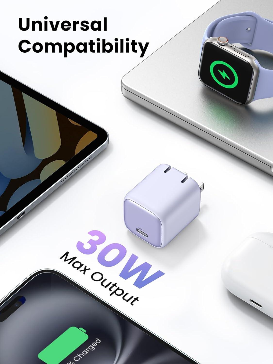 imageUGREEN 30W USB C Charger for iPhone 17 Nexode Foldable GaN PPS Compact Fast Wall Charger Block USBC Power Adapter for iPhone 17161514 Galaxy S25S24S23S22 BlackPurple
