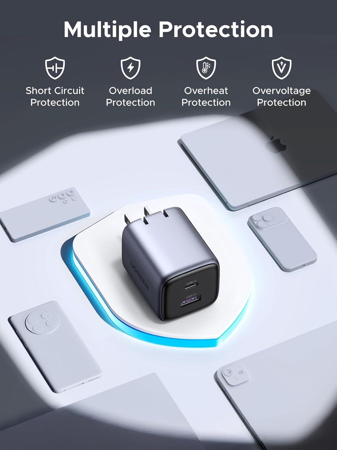 imageUGREEN 35W USB C Charger for iPhone 17 Fast Charging Nexode 2Ports GaN Foldable PPS Compact Fast Wall Charger Block for iPhone 171615 Galaxy S25S24S23 Pixel 1098 iPad MacBook Steam Deck