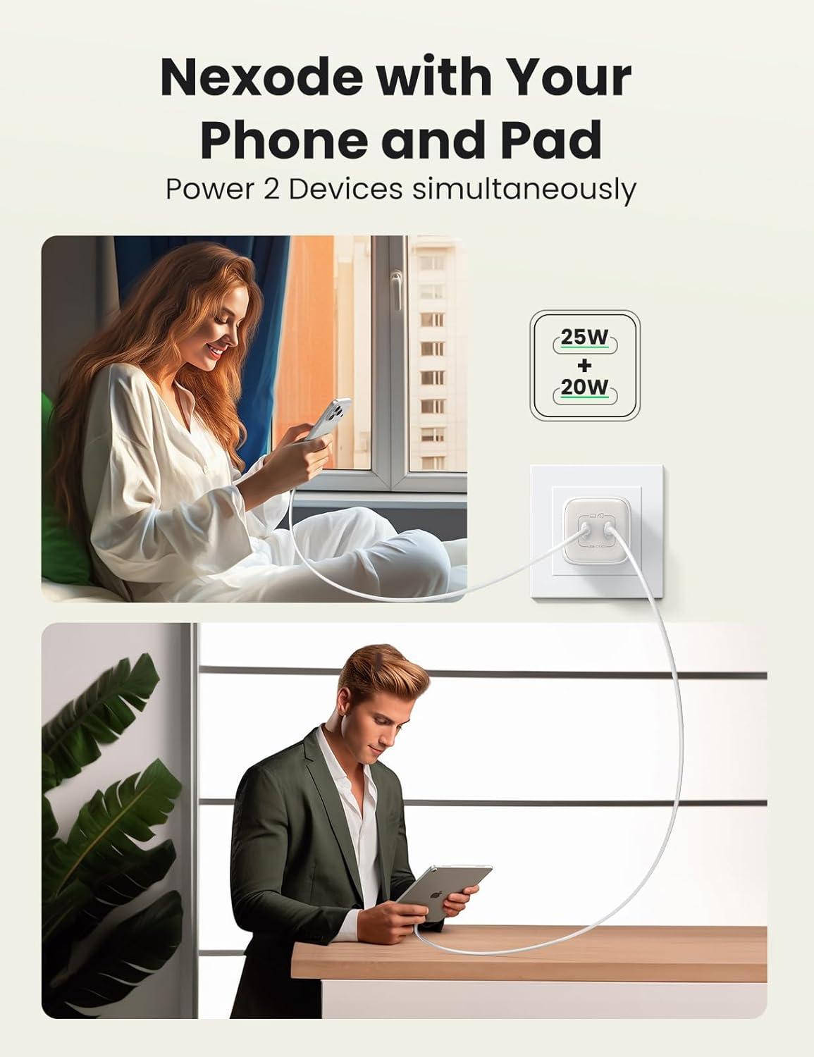 imageUGREEN 45W USB C Charger for iPhone 17 Nexode 2 Port GaN Foldable PPS Wall Charger Block Support Samsung Super Fast Charging 20 for Galaxy S25S24 iPhone 171615 iPad MacBook Steam Deck BlackWhite