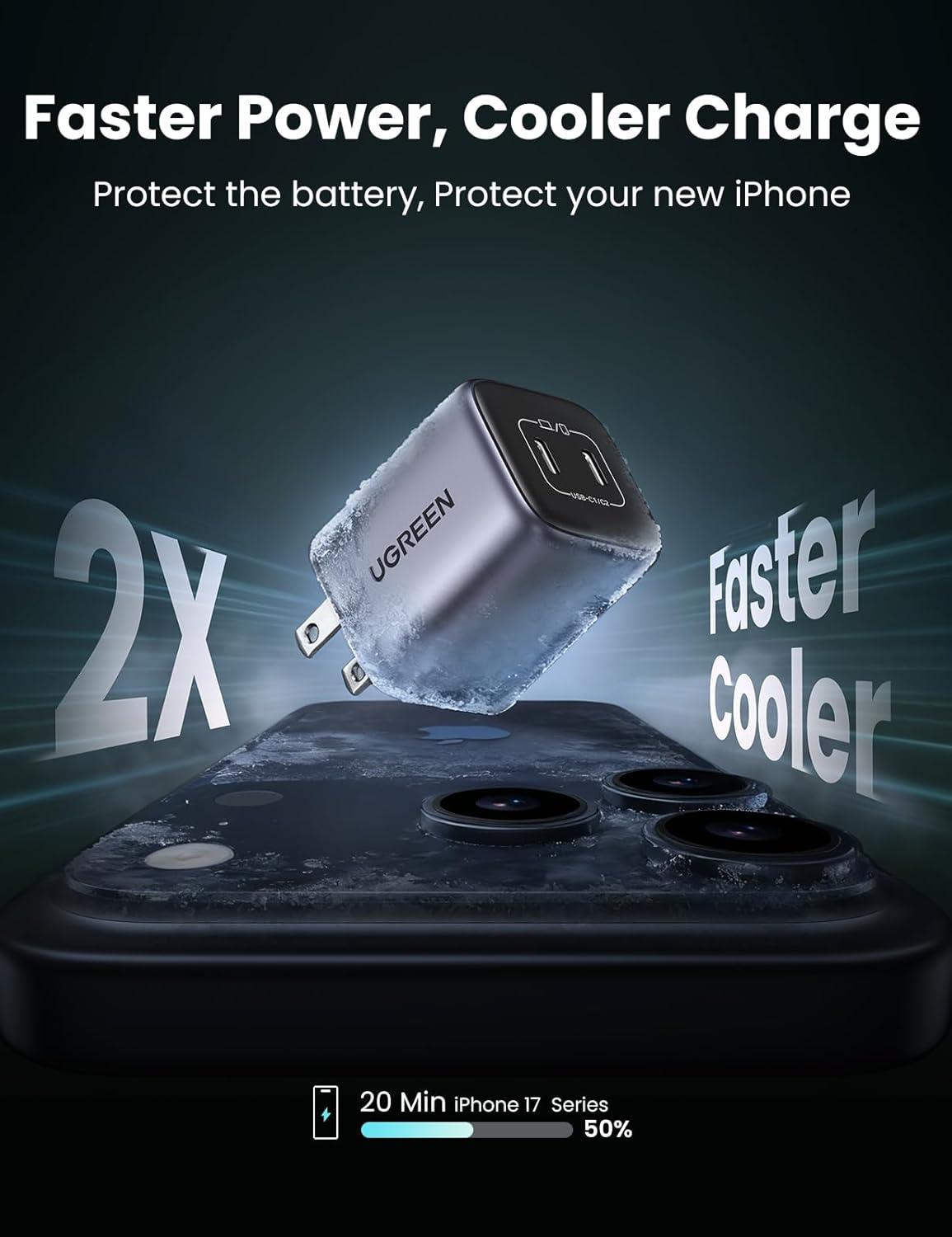 imageUGREEN 45W USB C Charger for iPhone 17 Nexode 2 Port GaN Foldable PPS Wall Charger Block Support Samsung Super Fast Charging 20 for Galaxy S25S24 iPhone 171615 iPad MacBook Steam Deck BlackBlack