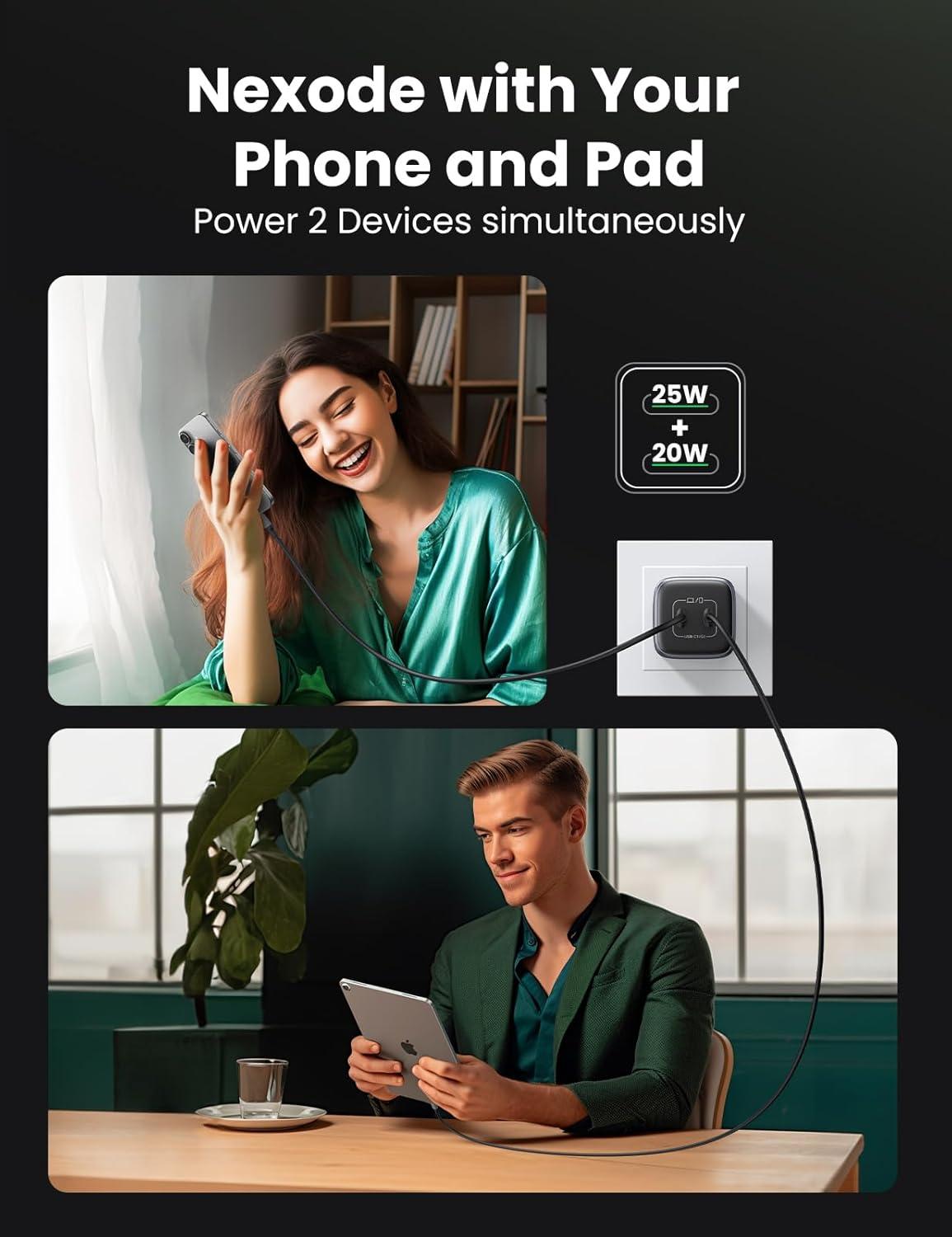 imageUGREEN 45W USB C Charger for iPhone 17 Nexode 2 Port GaN Foldable PPS Wall Charger Block Support Samsung Super Fast Charging 20 for Galaxy S25S24 iPhone 171615 iPad MacBook Steam Deck BlackBlack