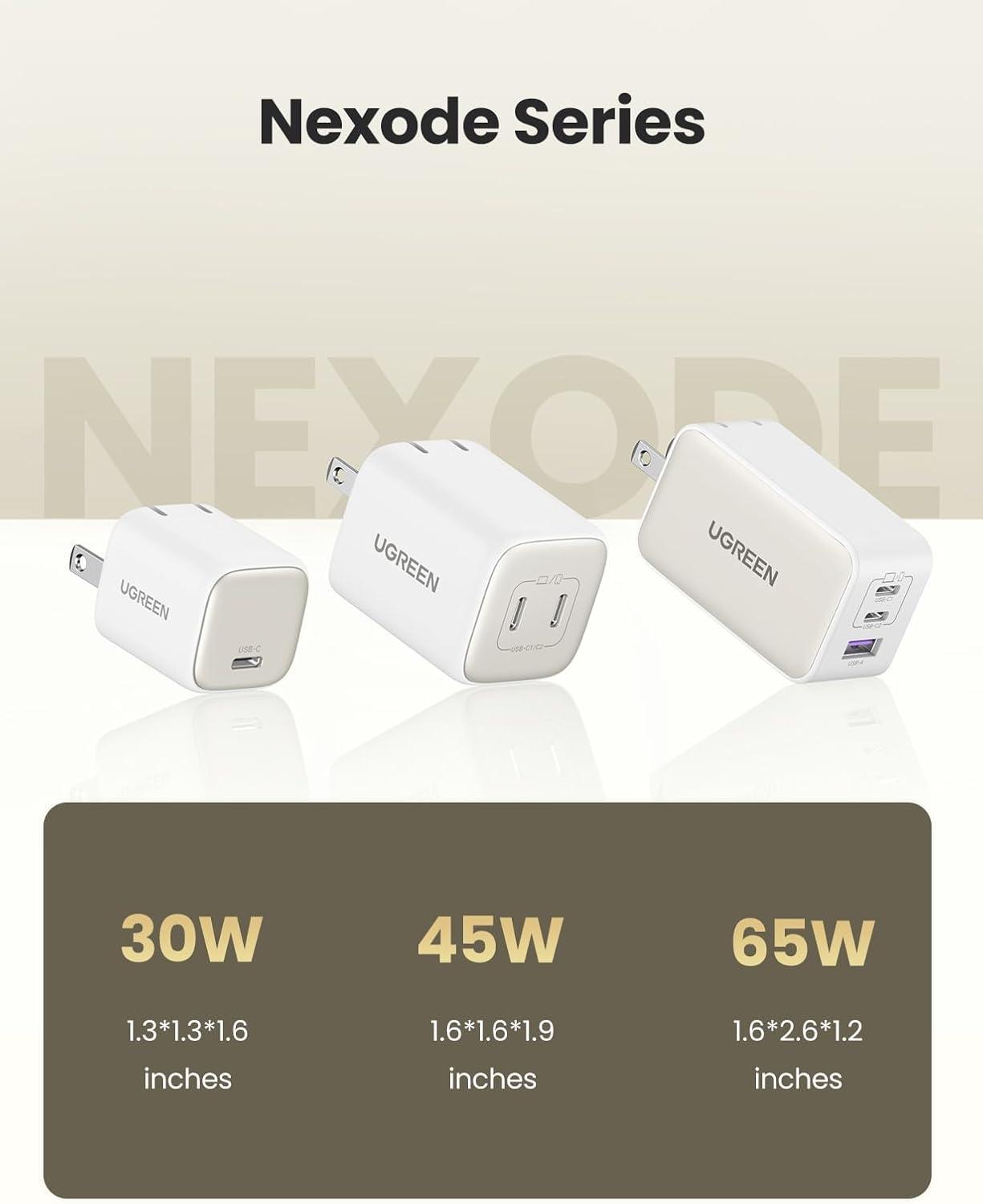 imageUGREEN 45W USB C Charger for iPhone 17 Nexode 2 Port GaN Foldable PPS Wall Charger Block Support Samsung Super Fast Charging 20 for Galaxy S25S24 iPhone 171615 iPad MacBook Steam Deck BlackWhite