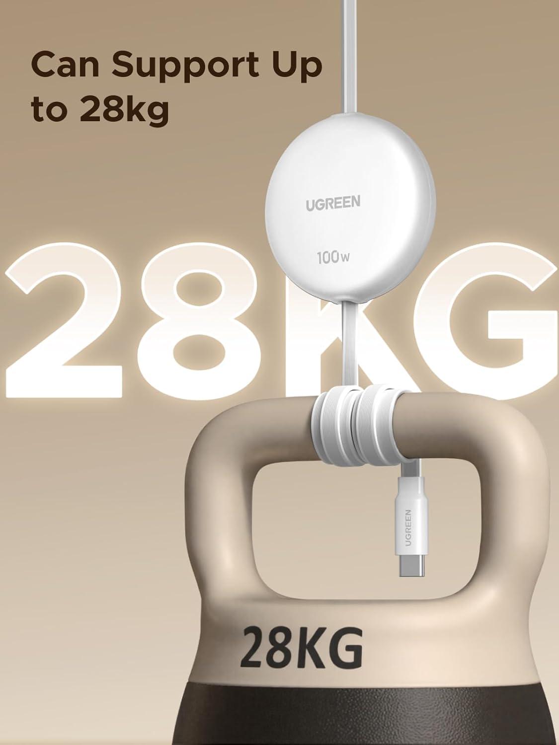 imageUGREEN 100W Nexode Retractable USB C Cable Type C Cord USB C Charger Cable for iPhone 171615 MacBook ProAir Galaxy S25S24S23 iPad ProAir Pixel 109 Switch AirPods Black 33FTWhite