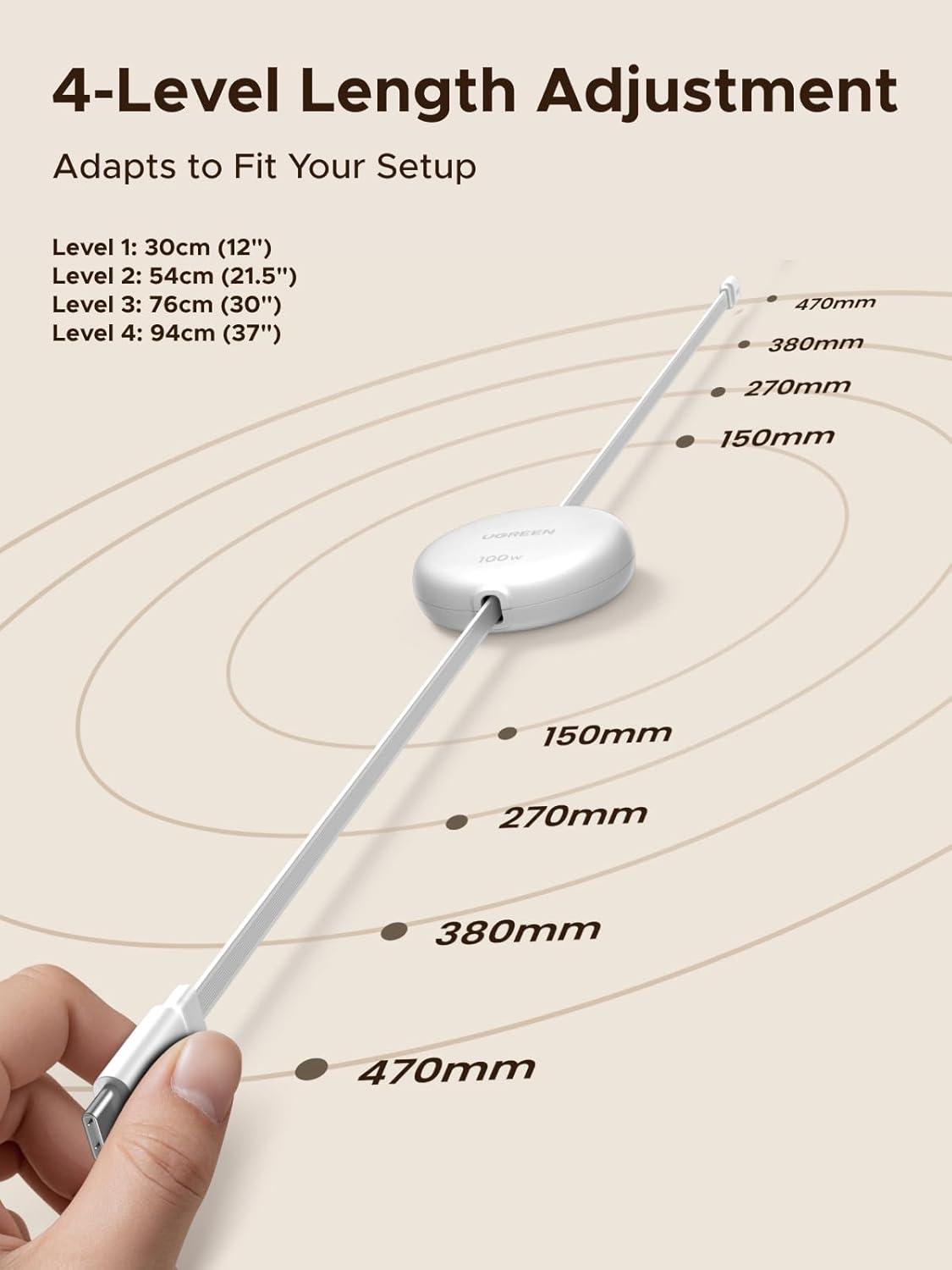 imageUGREEN 100W Nexode Retractable USB C Cable Type C Cord USB C Charger Cable for iPhone 171615 MacBook ProAir Galaxy S25S24S23 iPad ProAir Pixel 109 Switch AirPods Black 33FTWhite