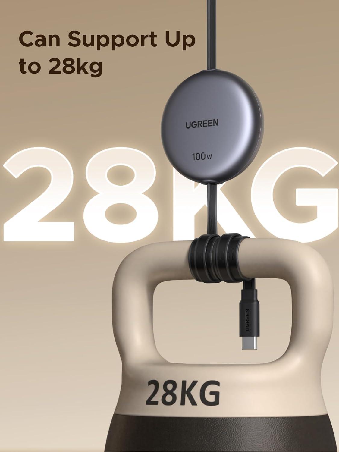 imageUGREEN 100W Nexode Retractable USB C Cable Type C Cord USB C Charger Cable for iPhone 171615 MacBook ProAir Galaxy S25S24S23 iPad ProAir Pixel 109 Switch AirPods Black 33FTBlack