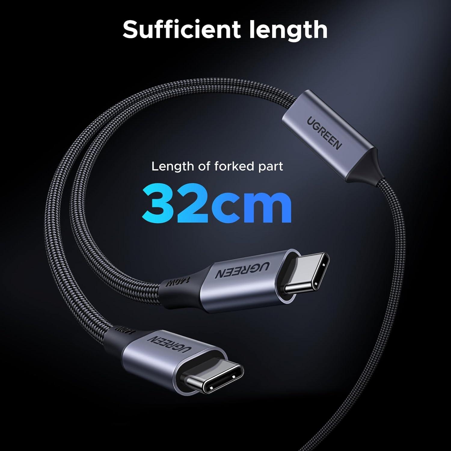 imageUGREEN 140W USB C Cable 5FT 2in1 USB C to USB C Cable Fast Charging for iPhone 1717 Pro Max1615 Series Galaxy S25S24S23 Series MacBook AirPro iPad ProAir Steam Deck and More5FT