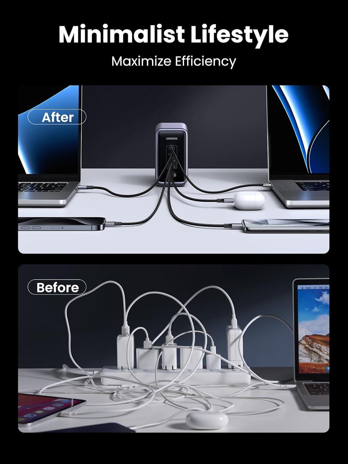 imageUGREEN Nexode 300W GaN USB C Charger 5Port Desktop Charging Station Compatible with MacBook ProAir Dell XPS iPhone 171615 Series Galaxy S25S24 Pixel 109 iPad AirPro Steam Deck