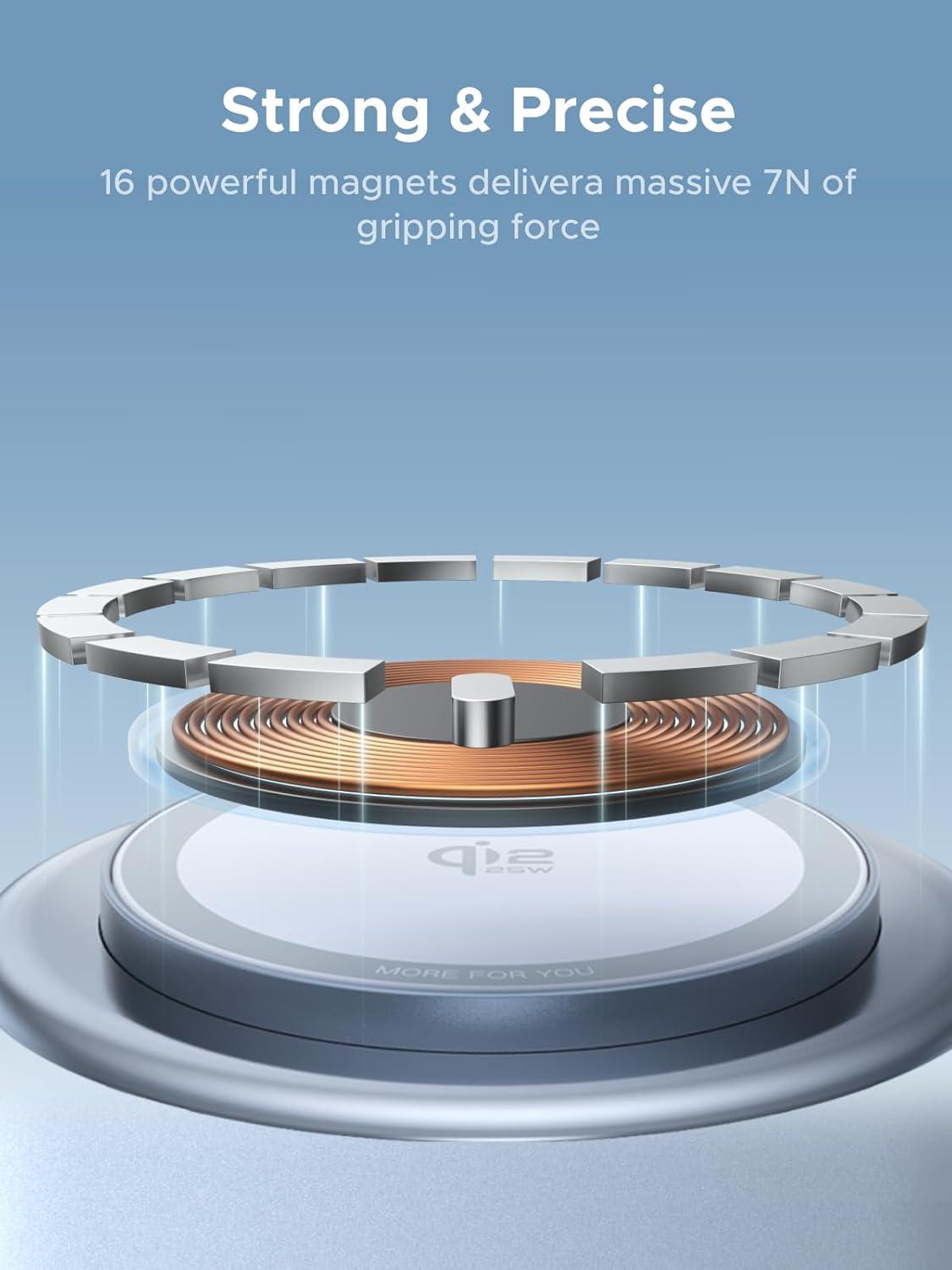 imageUGREEN UNO 25W Rocket Magnetic Wireless Charger 2in1 Magsafe Fast Charging Station with Fun LED Lights and Magnetic Lid Compatible with iPhone 1716151413 Series AirPods 432Pro