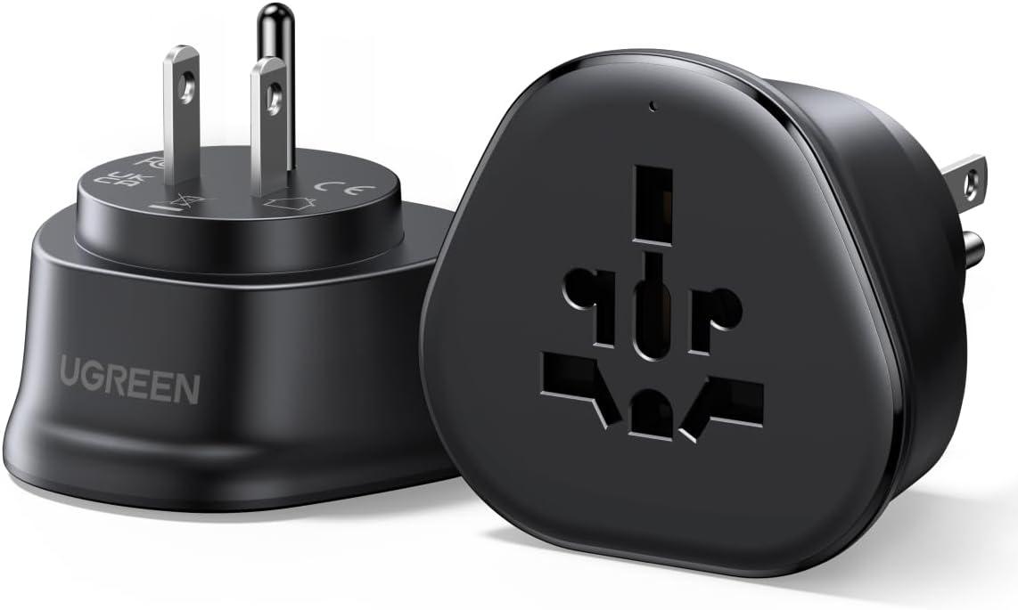 imageUGREEN US Plug Travel Adapter EUUKAUJPCNNZPH to US Type B International to US Pin Converter Power Outlet Charger 200 Countries Compatibility 1 PackUS Plug Type B
