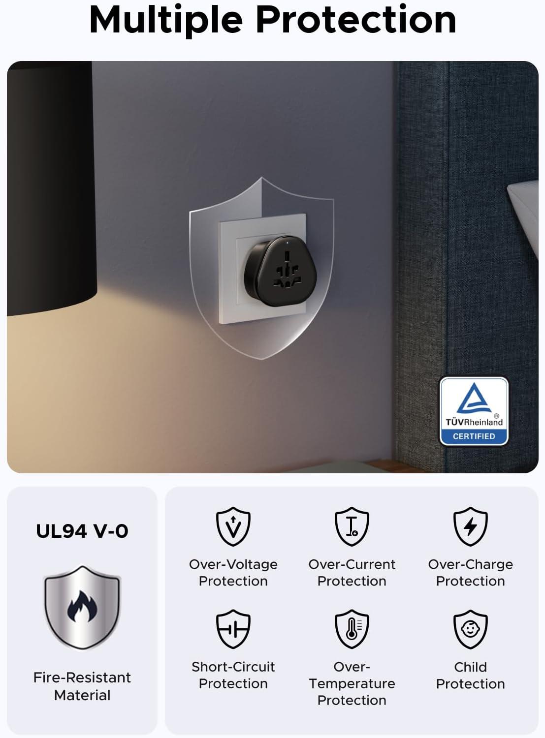 imageUGREEN US Plug Travel Adapter EUUKAUJPCNNZPH to US Type B International to US Pin Converter Power Outlet Charger 200 Countries Compatibility 1 PackUS Plug Type B