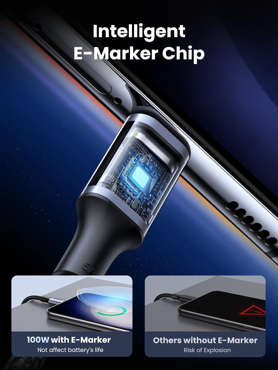 imageUGREEN USB C to USB C Cable 100W 2Pack USB C Charger Cable for iPhone 1717 Air17 Pro17 Pro Max16 MacBook Pro iPad Pro Dell XPS Samsung Galaxy S25S24S23 Ultra Switch Pixel 33FT BlackBlack