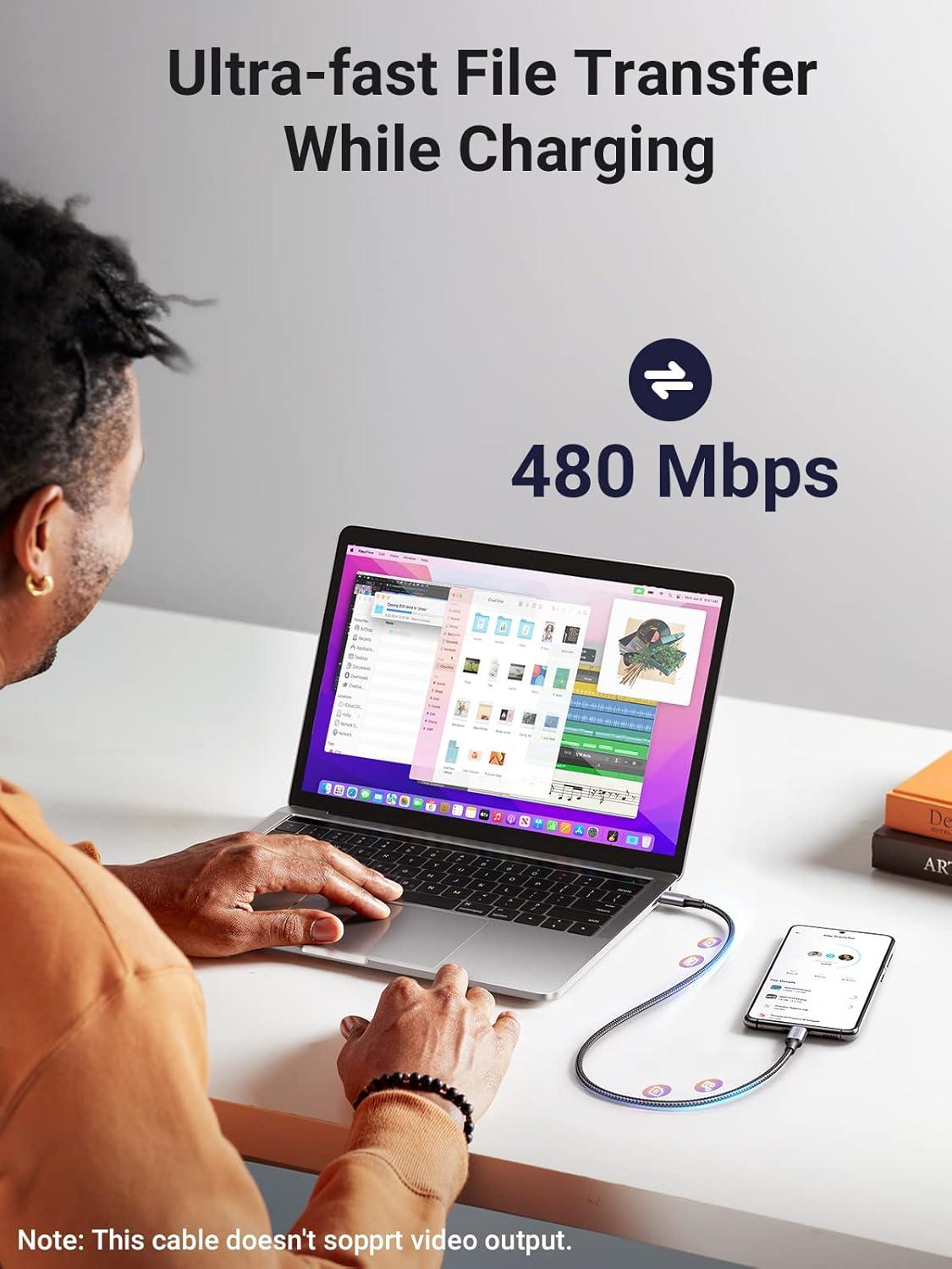 imageUGREEN USB C to USB C Cable 100W 2Pack USB C Charger Cable for iPhone 1717 Air17 Pro17 Pro Max16 MacBook Pro iPad Pro Dell XPS Samsung Galaxy S25S24S23 Ultra Switch Pixel 33FT BlackBlack