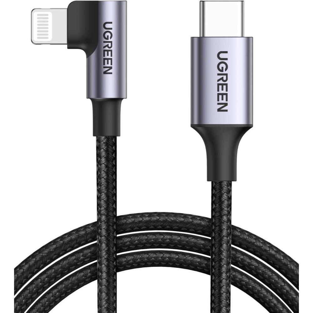imageUGREEN MFi Certification Lightning Cable  90 Degree USB C to Lightning Cable 6FT Compatible with iPhone 1414 Pro14 Pro Max iPhone 131211XXRXS8 Series iPad AirPods Pro3FT