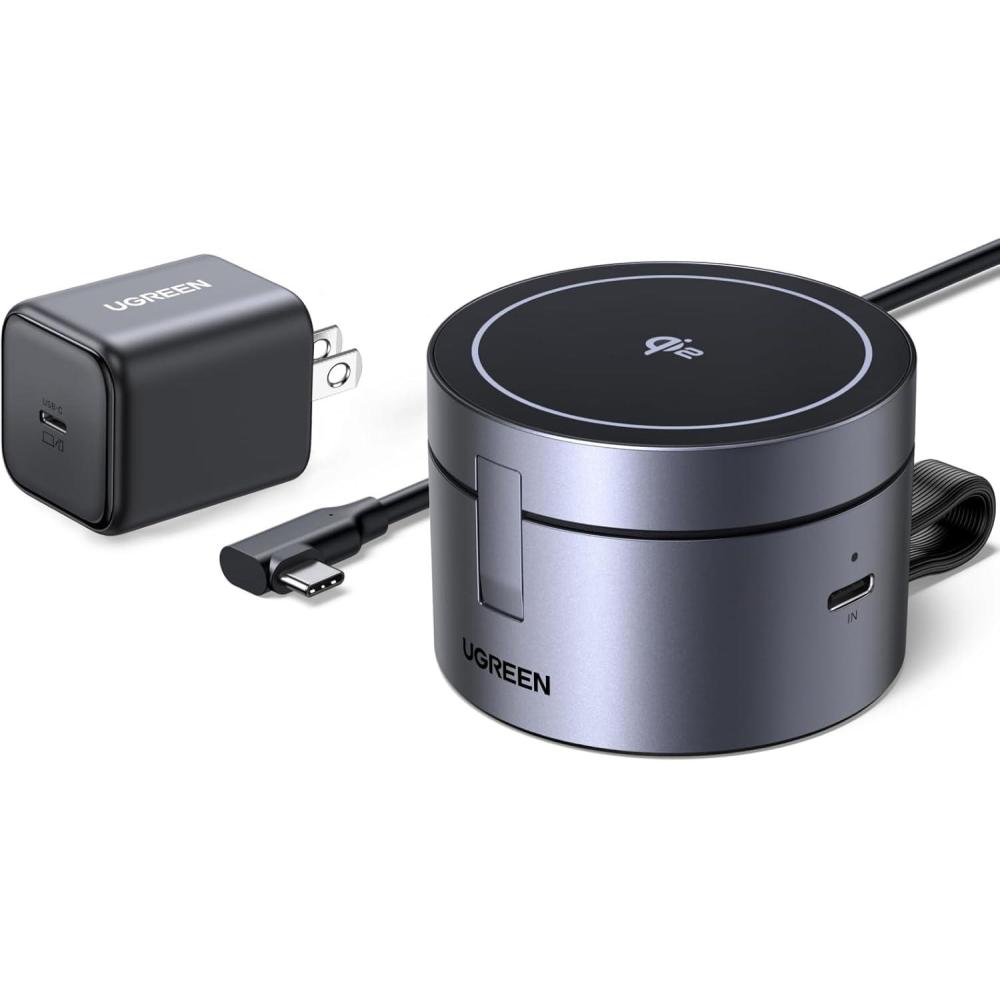 imageUGREEN Qi2 15W 3in1 Wireless Charger for iPhone 171615141312 Series Magnetic Foldable Charging Station for Apple Watch AirPods MagSafe Compatible Fast Charging Dock TravelFriendly Design