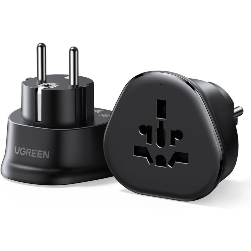 imageUGREEN US Plug Travel Adapter EUUKAUJPCNNZPH to US Type B International to US Pin Converter Power Outlet Charger 200 Countries Compatibility 1 PackEU Plug Type F