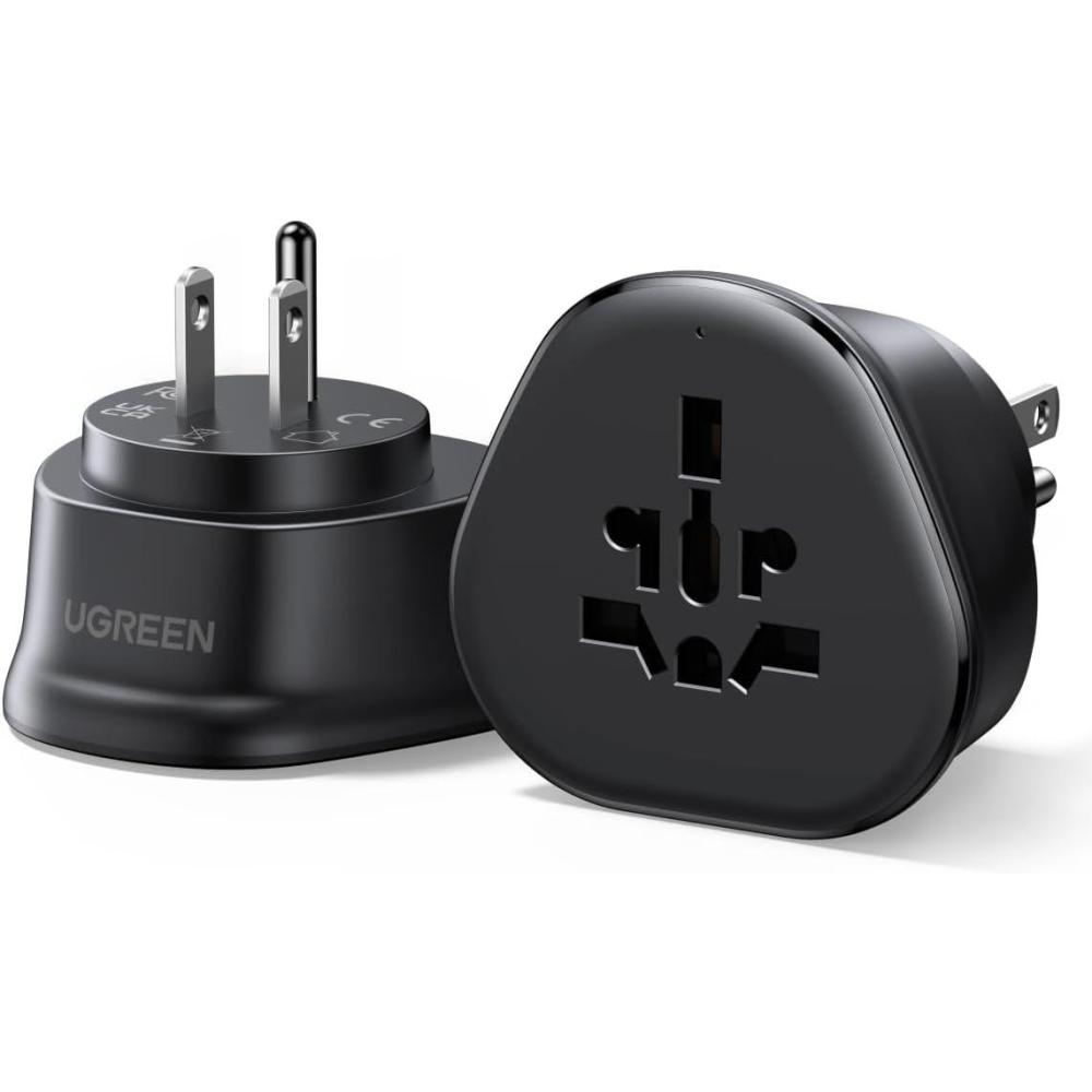 imageUGREEN US Plug Travel Adapter EUUKAUJPCNNZPH to US Type B International to US Pin Converter Power Outlet Charger 200 Countries Compatibility 1 PackUS Plug Type B