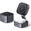 imageUGREEN MagFlow Qi2 Magnetic Foldable Charging Station 2in1 Fast Wireless Charger Compatible with iPhone 1717 Air17 Pro17 Pro Max 16 15 14 13 12 Airpods3 2 Pro No AC Adapter Dark GreyDark Grey
