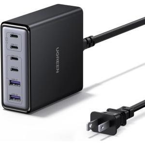 UGREEN 100W USB C Charging Station, 6-Port GaN Desktop Charger with 4 USB-C & 2 USB-A, Smart Power Distribution for MacBook Pro/Air, Dell XPS, iPad, iPhone 17/16/15, Galaxy S25/S24, Pixel 10/9