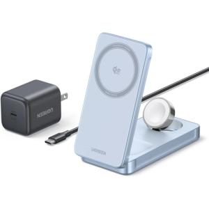 UGREEN 25W 3-in-1 Foldable Magflow Wireless Charger, Qi2 Magsafe Travel Charger for iPhone 17/16/15/14/13/12 AirPods and Apple Watch, Ultra-Compact Pocket-Size Charging Pad