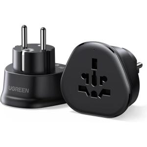 UGREEN US Plug Travel Adapter, EU/UK/AU/JP/CN/NZ/PH to US (Type B), International to US Pin Converter, Power Outlet Charger, 200+ Countries Compatibility, 1 Pack(EU Plug (Type F))