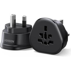 UGREEN US Plug Travel Adapter, EU/UK/AU/JP/CN/NZ/PH to US (Type B), International to US Pin Converter, Power Outlet Charger, 200+ Countries Compatibility, 1 Pack(UK Plug (Type G))