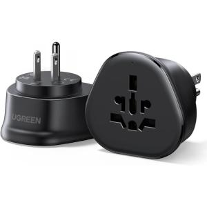UGREEN US Plug Travel Adapter, EU/UK/AU/JP/CN/NZ/PH to US (Type B), International to US Pin Converter, Power Outlet Charger, 200+ Countries Compatibility, 1 Pack(US Plug (Type B))