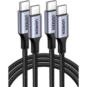 UGREEN USB C to USB C Cable, 100W 2-Pack USB C Charger Cable for iPhone 17/17 Air/17 Pro/17 Pro Max/16, MacBook Pro, iPad Pro, Dell XPS, Samsung Galaxy S25/S24/S23 Ultra, Switch, Pixel, 3.3FT Black(Black)