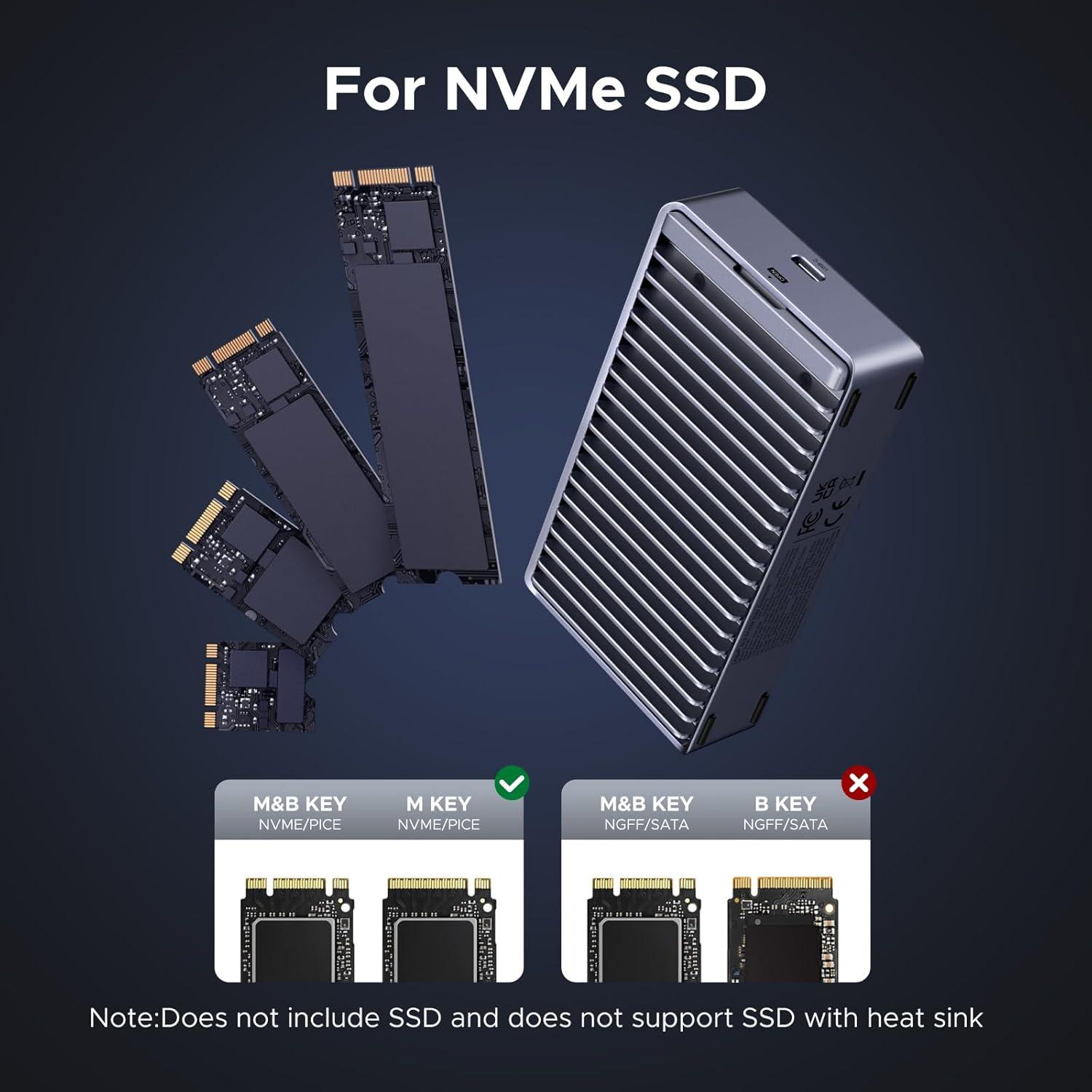 imageUGREEN 40Gbps M2 NVMe Enclosure with Aluminum DoubleSided Fin Heat Dissipation No Noise External SSD Case Compatible with Thunderbolt 43USB43220 M1 M2 ProMax SSD Not Included