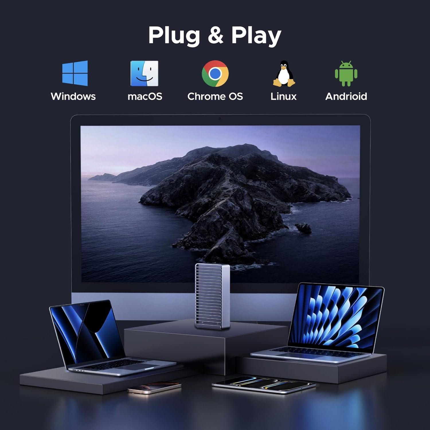 imageUGREEN 40Gbps M2 NVMe Enclosure with Aluminum DoubleSided Fin Heat Dissipation No Noise External SSD Case Compatible with Thunderbolt 43USB43220 M1 M2 ProMax SSD Not Included