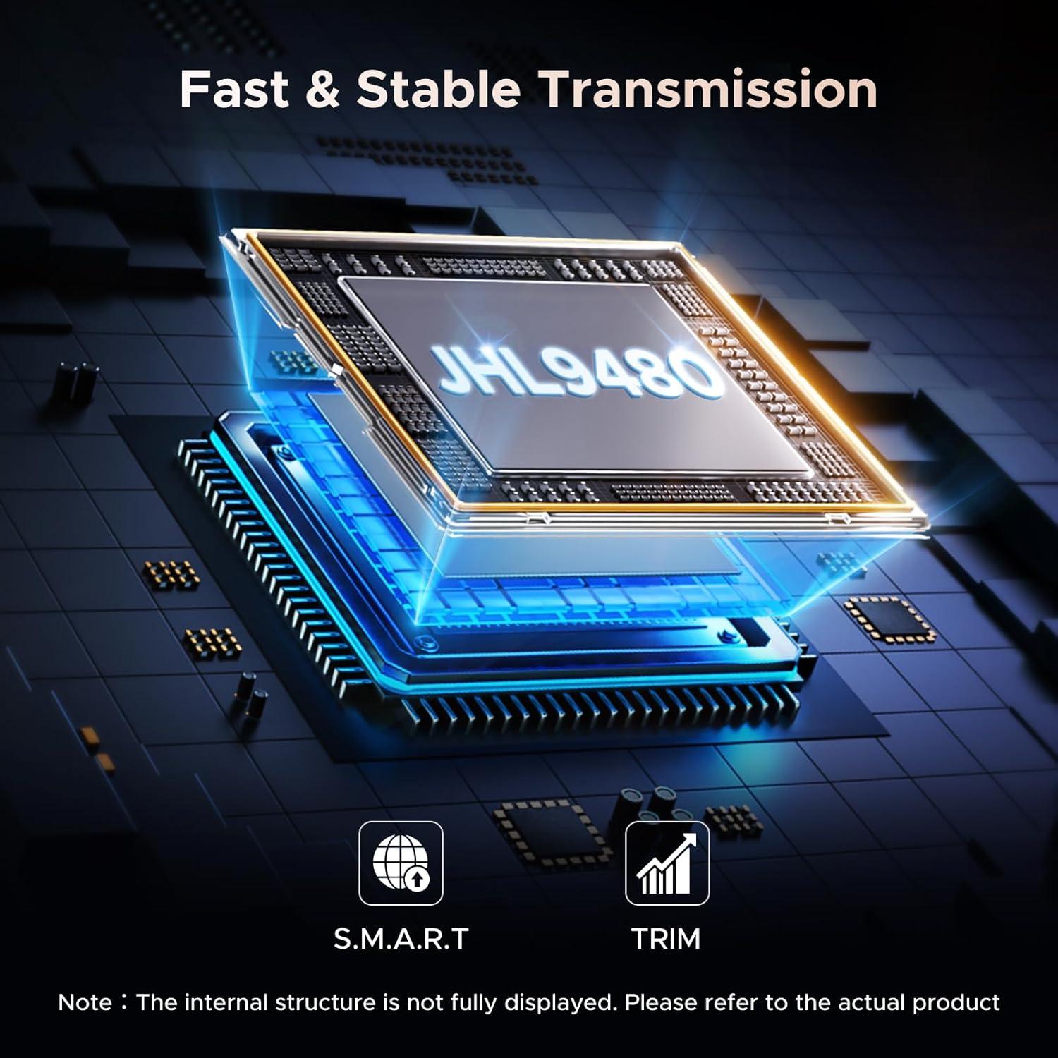 imageUGREEN 80Gbps M2 NVMe SSD Enclosure with Cooling Fan Compatible with Thunderbolt 543USB 4 MKeyMampB Key NVMe 2280 SSD up to 8TB