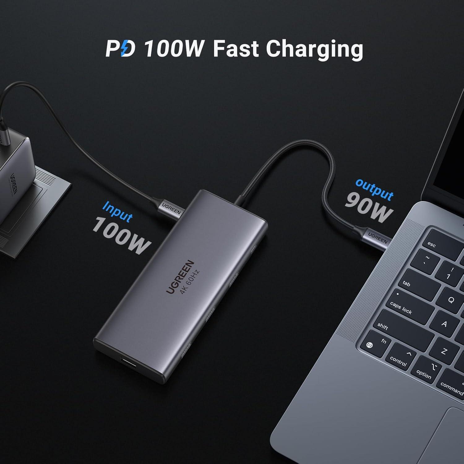imageUGREEN Revodok Pro 109 USB C Hub 9 in 1 10Gbps USB C 32 amp USBA 32 4K HDMI 100W Power Delivery SDTF Card Reader Gigabit Ethernet for MacBook ProAir iPhone 16 15 ProMax Thinkpad and More