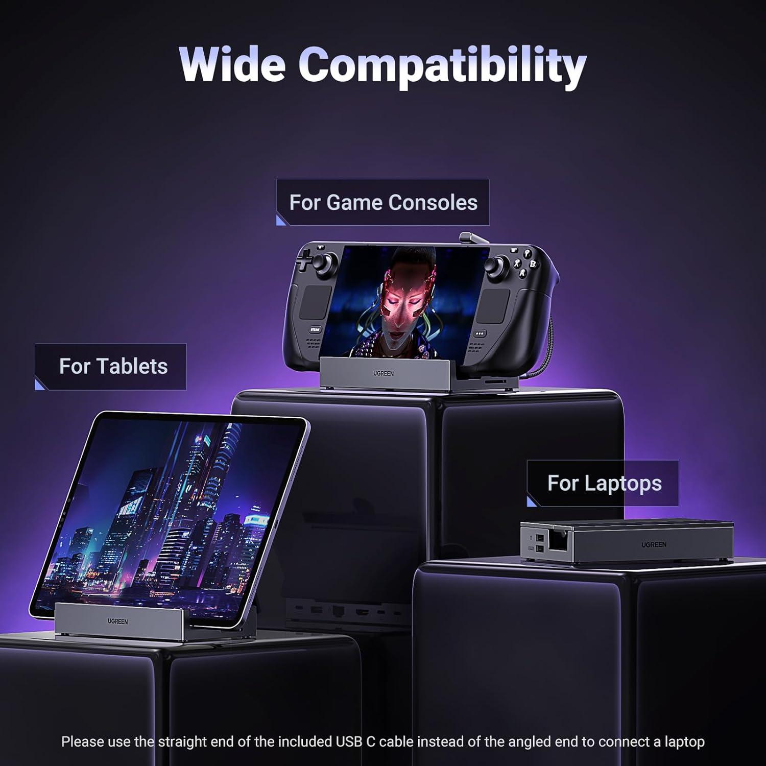 imageUGREEN Steam Deck Dock 9in1 USB C Docking Station Foldable Stand 4K60Hz HDMI Gigabit Ethernet PD 100W 10Gbps USB AampC 32 TFSD for Steam Deck Rog Ally ROG Xbox Ally Legion Go