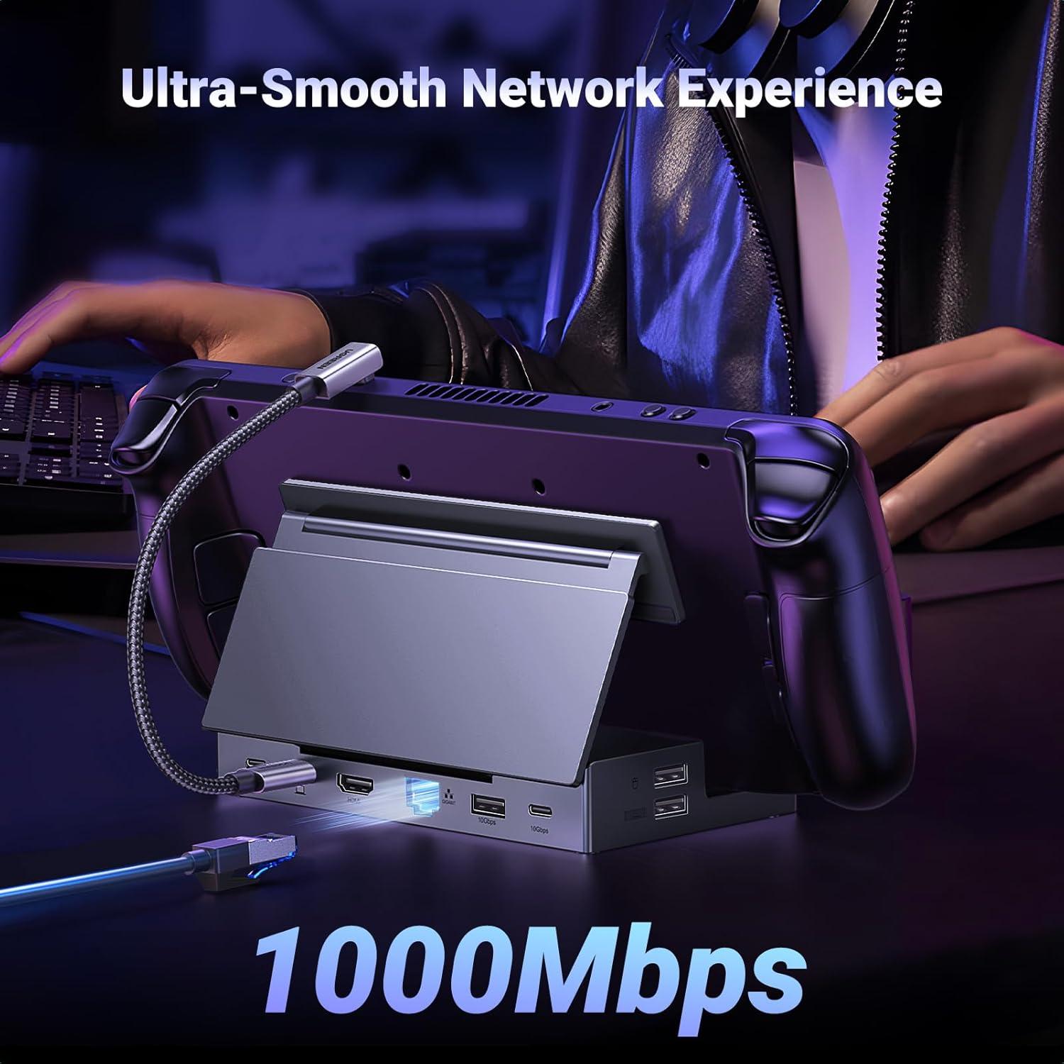 imageUGREEN Steam Deck Dock 9in1 USB C Docking Station Foldable Stand 4K60Hz HDMI Gigabit Ethernet PD 100W 10Gbps USB AampC 32 TFSD for Steam Deck Rog Ally ROG Xbox Ally Legion Go