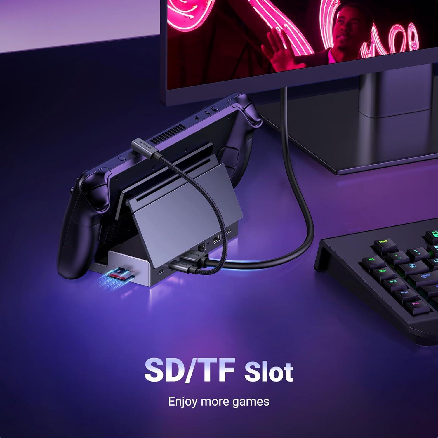 imageUGREEN Steam Deck Dock 9in1 USB C Docking Station Foldable Stand 4K60Hz HDMI Gigabit Ethernet PD 100W 10Gbps USB AampC 32 TFSD for Steam Deck Rog Ally ROG Xbox Ally Legion Go