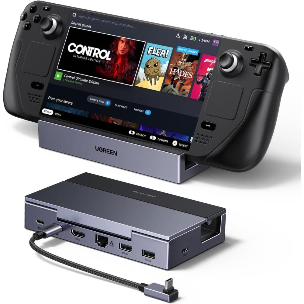 imageUGREEN Steam Deck Dock 6in1 4K120Hz HDMI 21 100W PD USBA amp USB C 30 Gigabit Ethernet Dock for Rog Xbox Ally 2025 Steam Deck ROG Ally Region Go MacBook