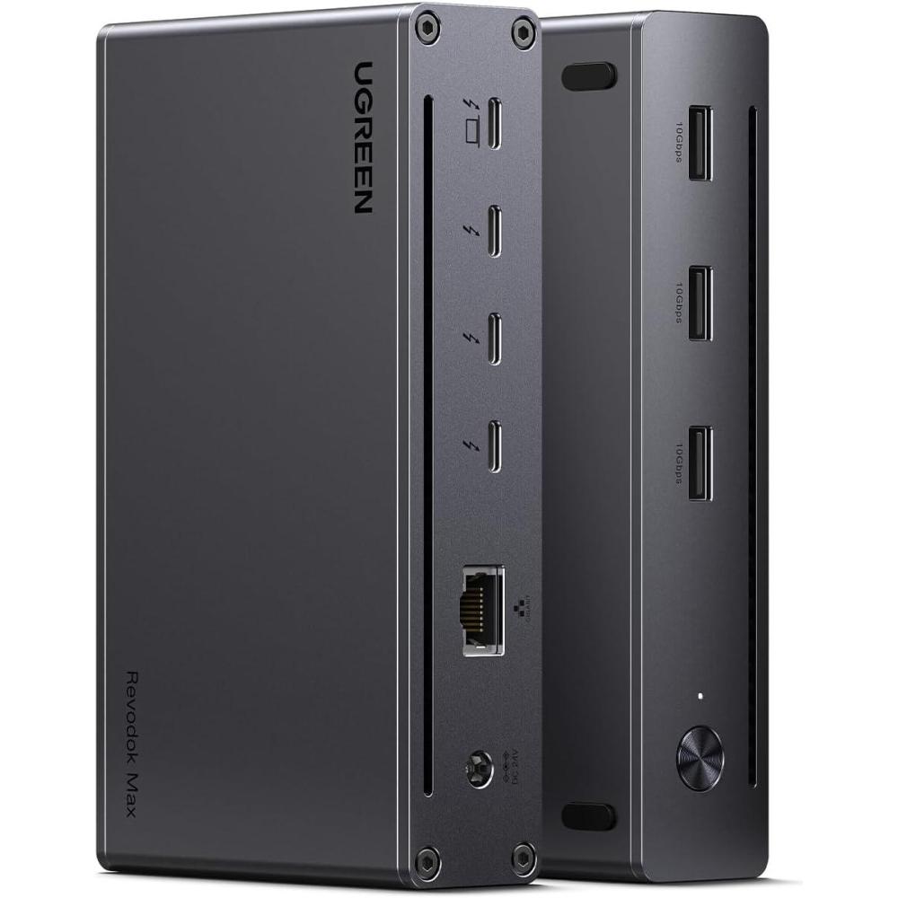 imageUGREEN Thunderbolt 4 Dock 8in1 40Gbps TB4 Hub 3 x TB 4 Dual 4K60Hz or Single 8K Display 85W Charging Gigabit Ethernet 3 x USB A 32 Revodok Max 208 for Mac M1M2M3M4 ProMax