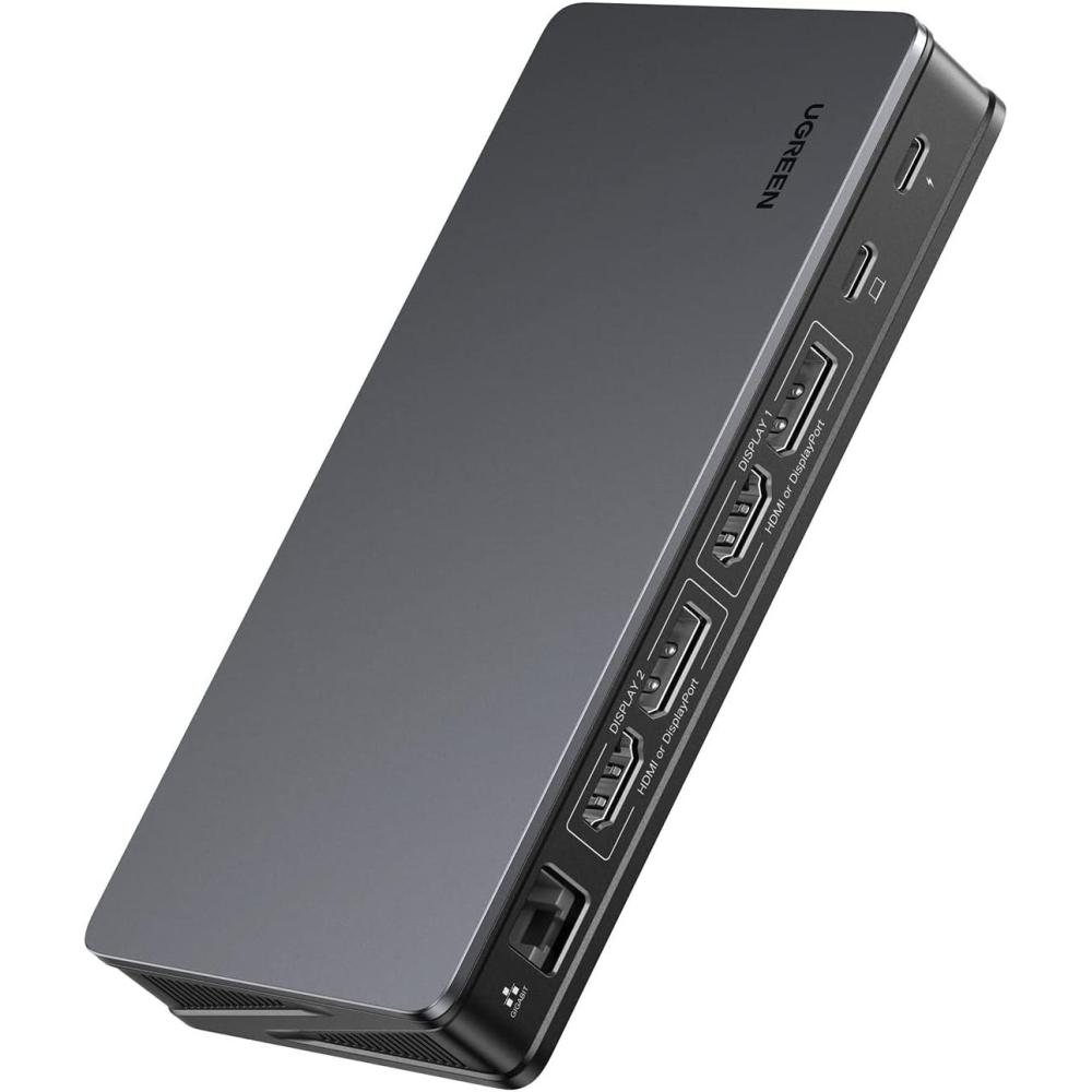 imageUGREEN USB C Docking Station DisplayLink 9in1Revodok Pro 209Dual 4K60hz Monitor Dock for MacBook amp Windows with 2 DP amp 2 HDMI 10 Gbps USB C amp USBA Data Ports 100W PD Gigabit EthernetDock