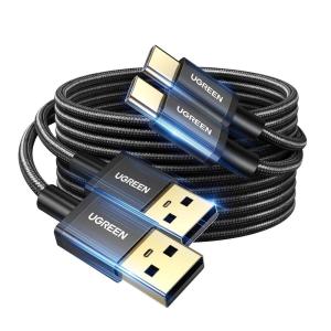 UGREEN 2-Pack USB C Cable 3A Fast Charge, USB A to Type C Cable Braided USB C Charger Cord Compatible with iPhone 16/16 Plus/16 Pro/15, Samsung Galaxy A03s/A10e/A20/A50/A51/S20/LG G8/G7, 3.3ft Black(6 feet)