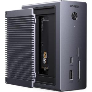 UGREEN Revodok NVMe Docking Station 10-in-1 USB-C Hub 4K@60Hz HDMI, M.2 NVMe SSD Slot, 10Gbps USB-C/A, 100W PD Charging, Gigabit Ethernet, SD/TF for MacBook M5, Mac mini M4, Windows Laptop, iPad Pro