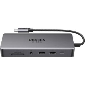 UGREEN Revodok Pro 211 Laptop Docking Station 11 in 1 USB C Dock Dual HDMI 4K@60Hz Single 8K@30Hz 10Gbps Data Port 100W PD Gigabit Ethernet, SD/TF Card Reader Compatible for Thinkpad, Zenbook and more