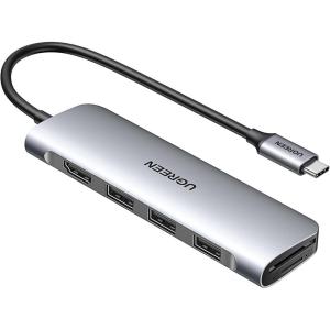 UGREEN Revodok USB C Hub 6 in 1 USB C Dongle 4K HDMI, 3 USB 3.0 Ports, SD/TF Card Reader Compatible with MacBook Pro, MacBook Air, iPad, iPhone 16 15 Pro/Pro Max. Space Grey(Silver)