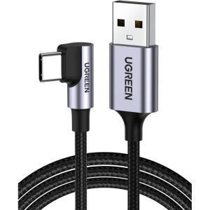 UGREEN Right Angle USB C Cable, USB A to USB C Cable 90 Degree Type C Cord Compatible with iPhone 16/16 Plus/16 Pro/16 Pro Max/15, Galaxy S24/S23/S10/S10+, iPad mini 6/Air 5, Pixel 8/7, 3.3FT(3.3FT)
