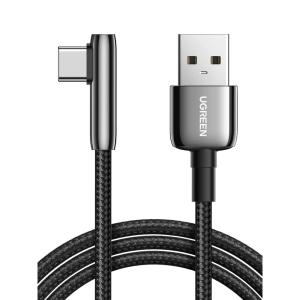 UGREEN USB C Cable Right Angle, USB A to USB C Cable 90 Degree Braided Cord Compatible with iPhone 15/15 Plus/15 Pro/15 Pro Max, iPad Pro/Air, Pixel 8/7, Galaxy S24/S23/S10 S10+ A13, 1.5FT(1.5FT)