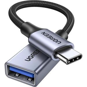 UGREEN USB C to USB 3.0 Adapter 5Gbps OTG Cable Type C Male to USB A Female Nylon Braided Aluminum Compatible with iPhone 15 Plus Pro Max MacBook Pro Air iPad Pro Galaxy S24 (Blue)(Gray)