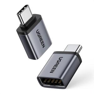 UGREEN USB to USB C Adapter 10Gbps,2 Pack USB C to A Adapter Compatible with iPhone 16 15 Pro/Samsung/MacBook Pro/Air/iPad Pro,Thunderbolt 4/3,Space Gray(Black)