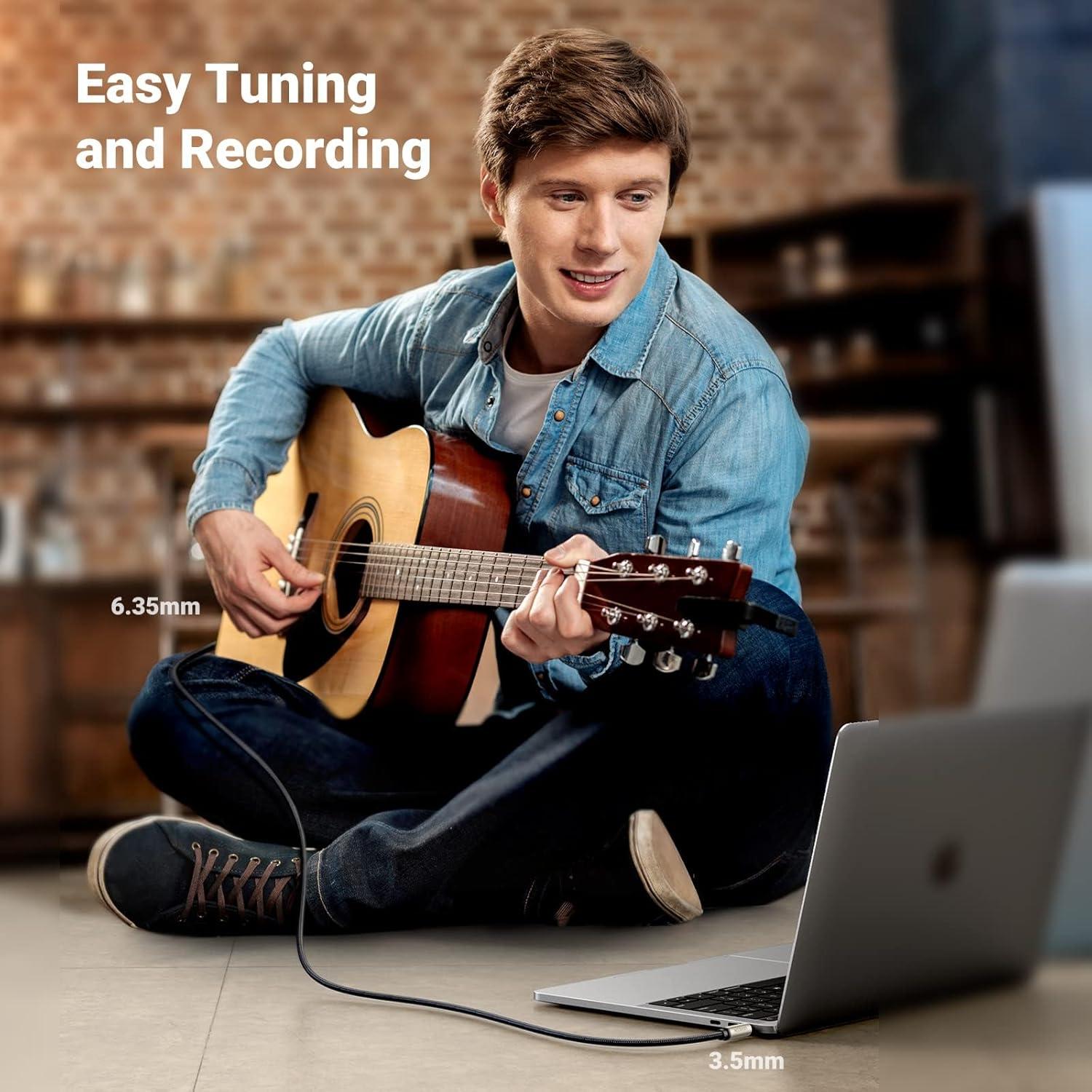 imageUGREEN 18 to 14 Stereo Cable 35mm TRS to 635mm Audio Cable Guitar to Aux Male Cord with Zinc Alloy Housing and Nylon Braid for Guitar Laptop Home Theater Devices Speaker and Amplifiers 16FT16FT