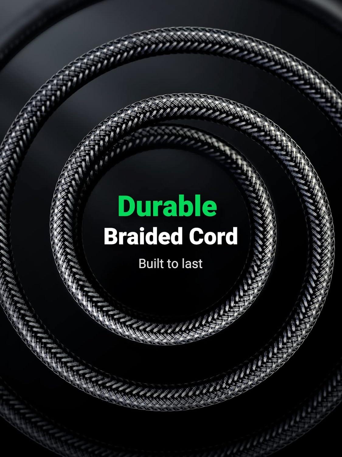 imageUGREEN 18 to 14 Stereo Cable 35mm TRS to 635mm Audio Cable Guitar to Aux Male Cord with Zinc Alloy Housing and Nylon Braid for Guitar Laptop Home Theater Devices Speaker and Amplifiers 16FT33FT