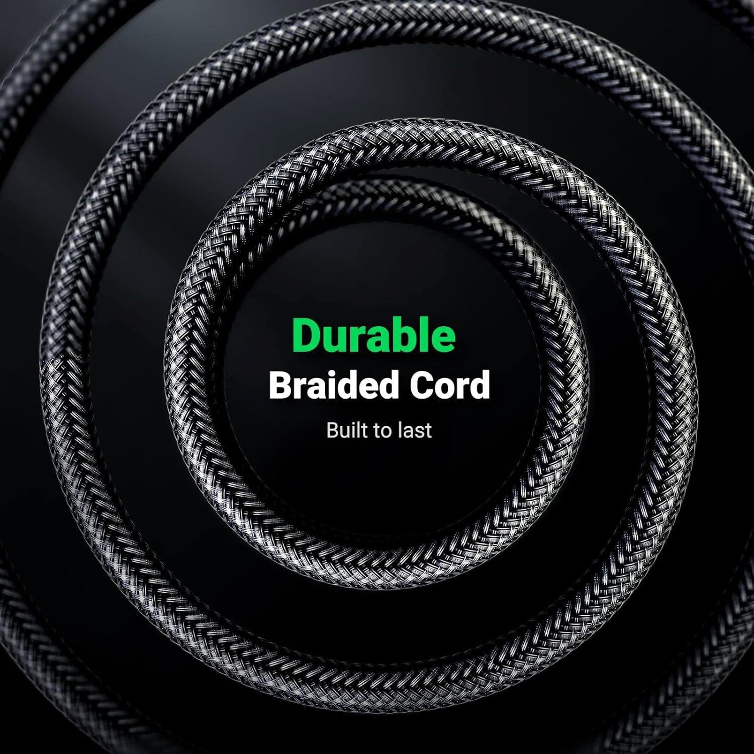 imageUGREEN 18 to 14 Stereo Cable 35mm TRS to 635mm Audio Cable Guitar to Aux Male Cord with Zinc Alloy Housing and Nylon Braid for Guitar Laptop Home Theater Devices Speaker and Amplifiers 16FT10FT