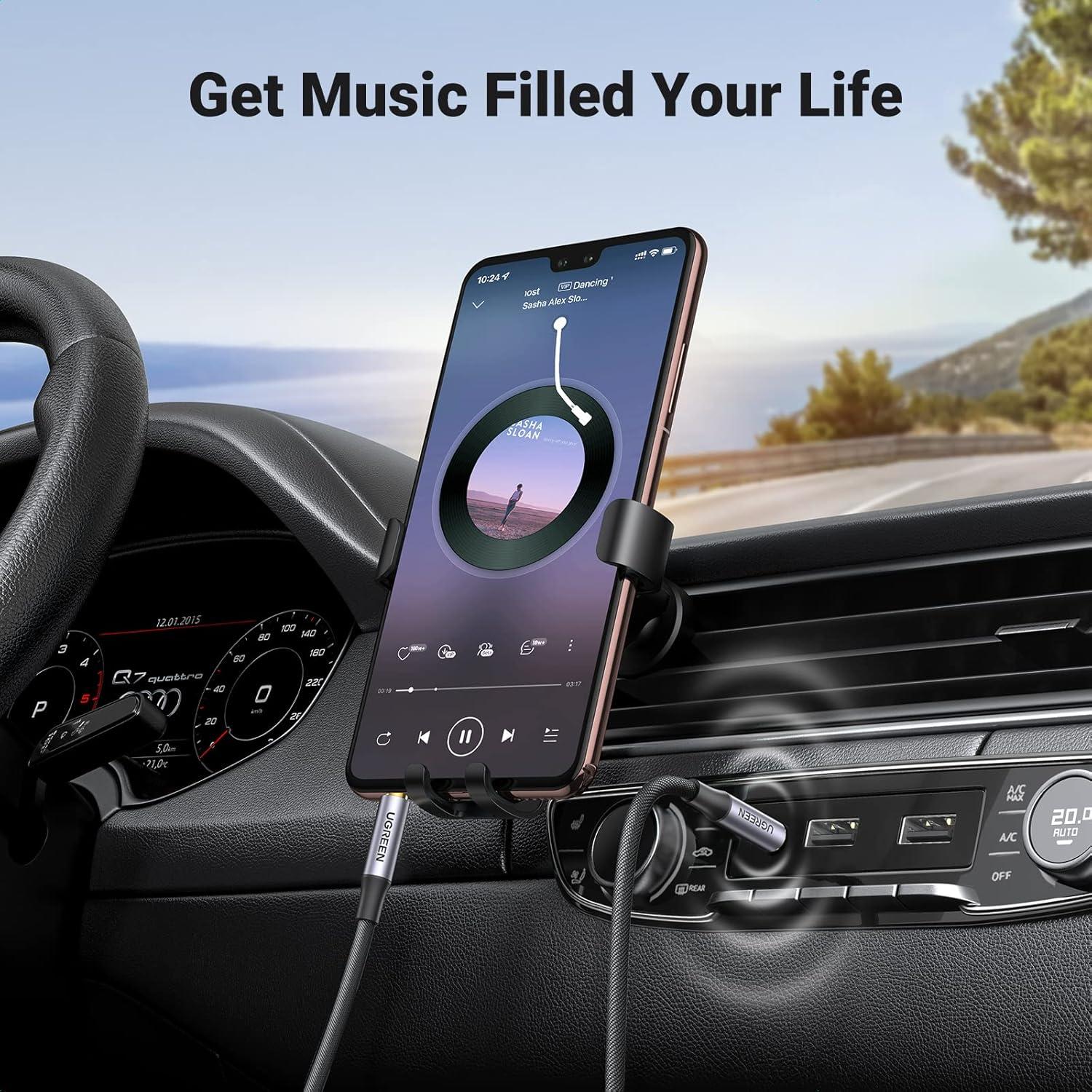 imageUGREEN 35mm Audio Cable Braided 4Pole TRRS HiFi Stereo Jack Shielded Male to Male AUX Cord Compatible with iPad Samsung Phones Tablets Car Home Stereos Headphones Speaker 3FT16FT