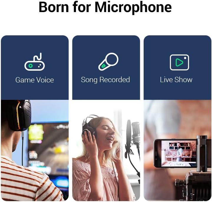 imageUGREEN 35mm Audio Cable Braided 4Pole TRRS HiFi Stereo Jack Shielded Male to Male AUX Cord Compatible with iPad Samsung Phones Tablets Car Home Stereos Headphones Speaker 3FT16FT